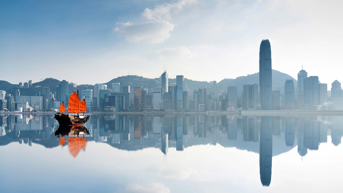 Boat crossing Victoria Harbor, Hong Kong