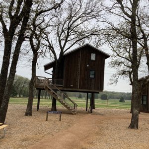 Cabins or Treehouses. Plus an upscale RV Park. Just minutes north of Waco.