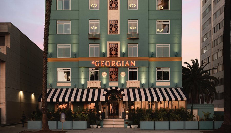 The Georgian Hotel at Sunset