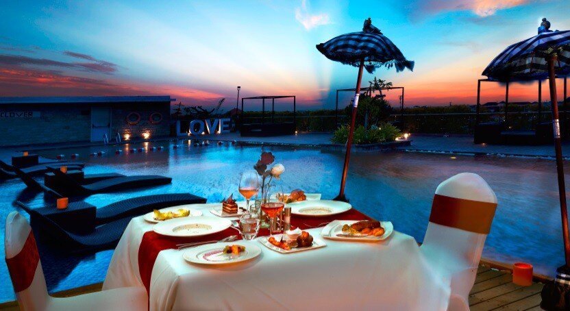 Rooftop pool Candle Dinner  