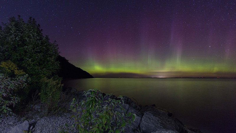 Aurora Borealis over Mackinac Island 