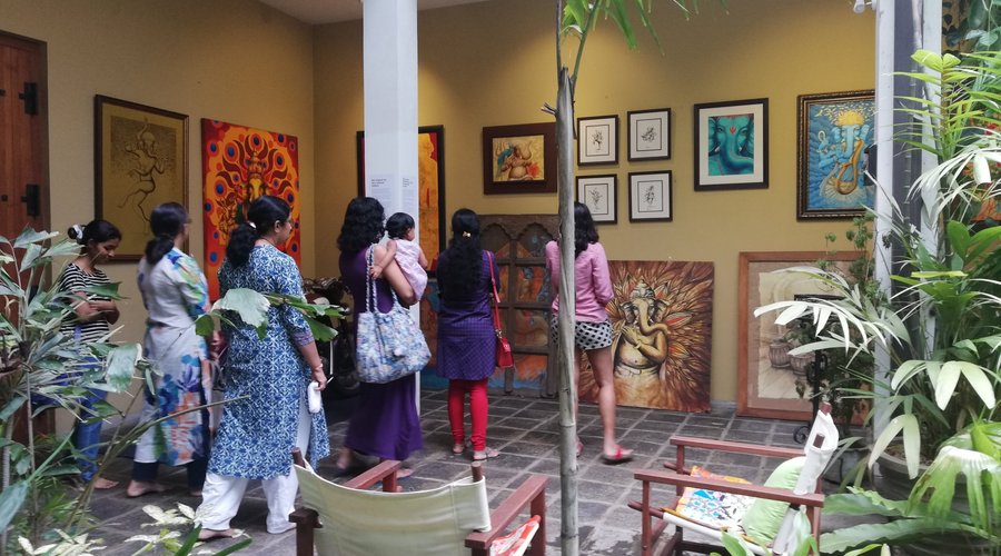 The part of the gallery opening to the inner garden