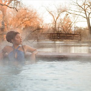 Soaking in the spring-fed thermal waters