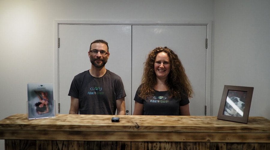 Shari and Will (owners of Float in the Forest) in reception