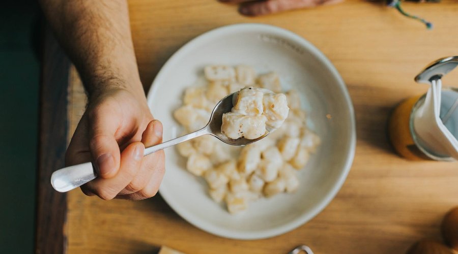Home made gnocchi with quattro formaggi. 