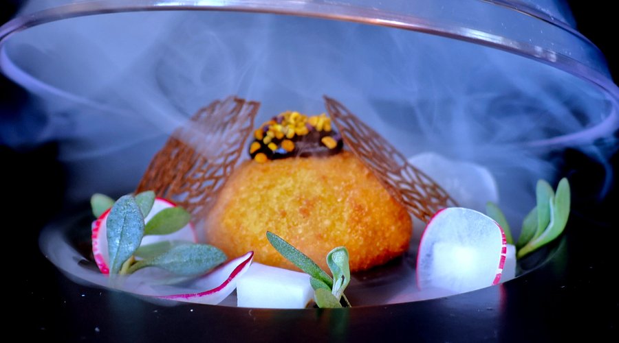 Spring 2023 Ala Carte Menu  Ban Irish Smoked Cheddar, Rainbow Radish, Fermented Garlic, Bees Pollen, Sea Purslane, Leaf Tuile 