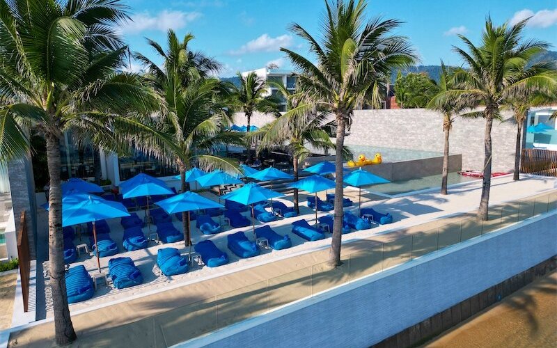 Private beach area within the resort