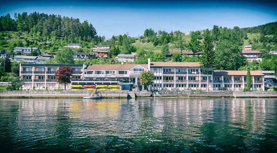 View of the Strand Fjordhotel from the fjord