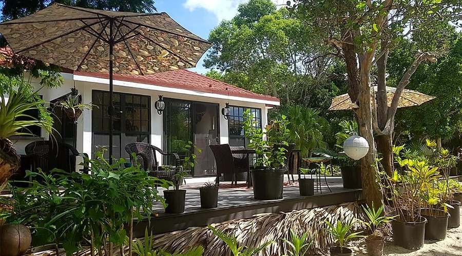 Exterior view and private entry for rooms one and two.