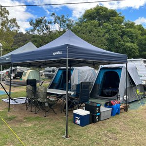 Our camping setup at Patonga Beach