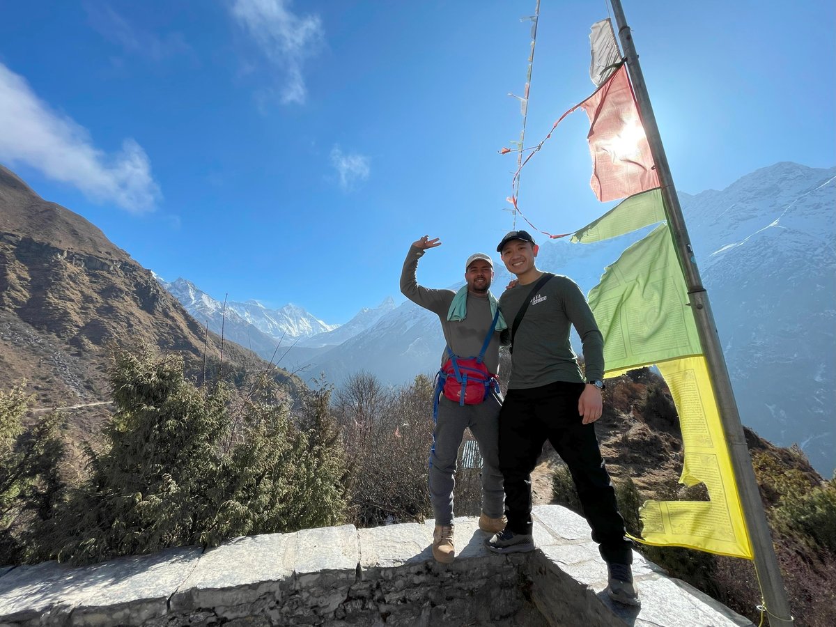 Viewpoint of Everest in the distance with Santosh of Imperial Nepal