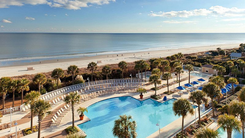 Swimming pool next to beach at the Marriott Myrtle Beach Resort and Spa at Grande Dunes