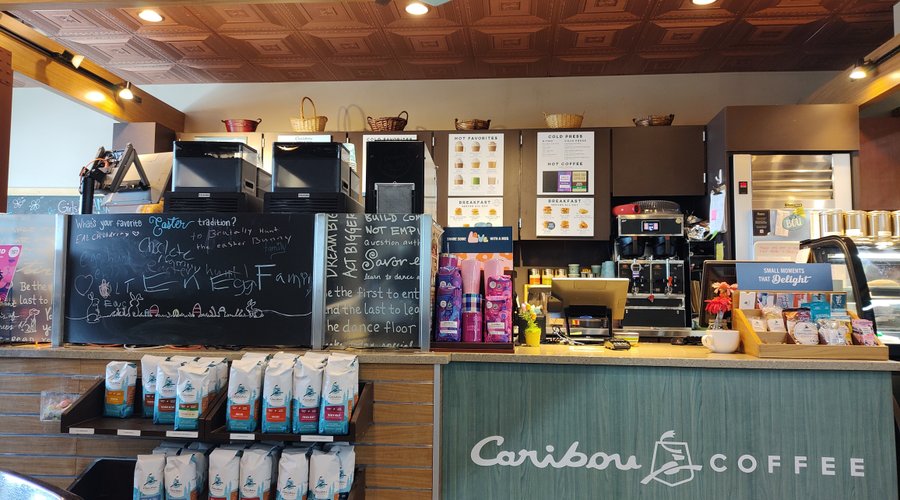 What a great place!  Waiting for my Easter beverage :)  I like the chalkboard community question board! 