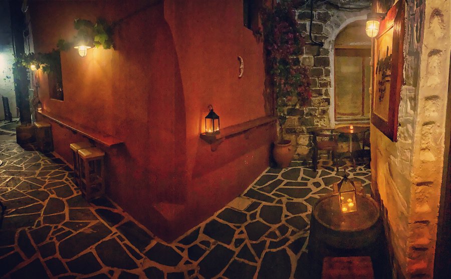 Ampelos Wine Bar in the alley