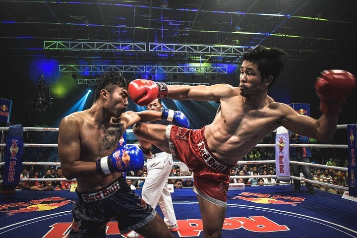 A Muay Thai, kick boxer waiting for his fight, Phuket , Thailand