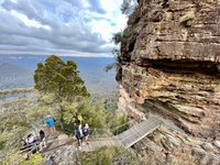 Easier than Giant Steps, but there are still a few steep steps to climb  coming up the Furber Steps – Katoomba, Blue Mountains