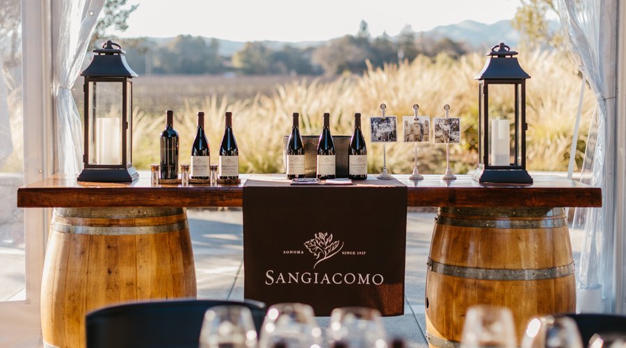 Our Tasting Terrace, overlooking the Sangiacomo family Home Ranch Vineyard.