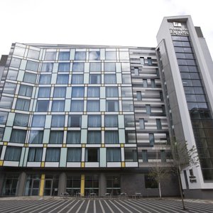 The hotel is located next to the Crowne Plaza Manchester City