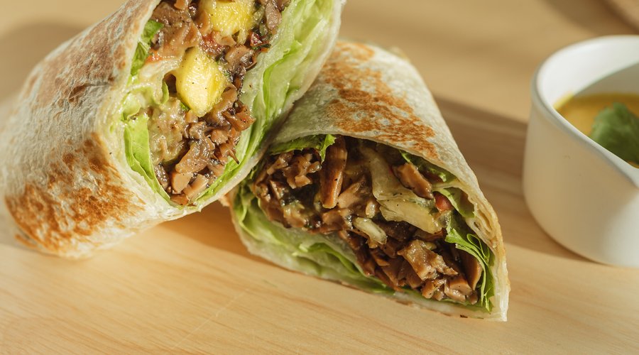 Cheesy Mushroom Burrito (Vegan)