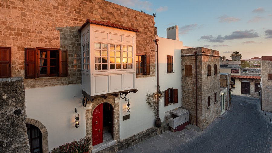 Facade.Our entrance amd the ottoman balcomy above.