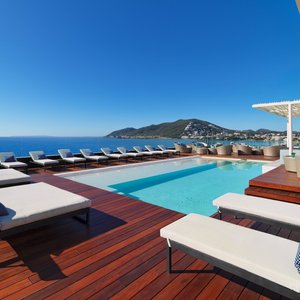 Panoramic views from rooftop pool