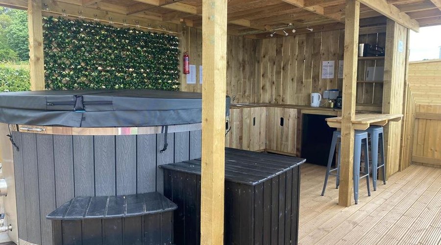 Yurt hot tub area