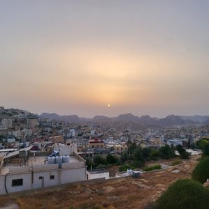 Sunset from just outside the hotel, overlooking Petra mountains, you can also enjoy this view from the restaurant. We loved it.