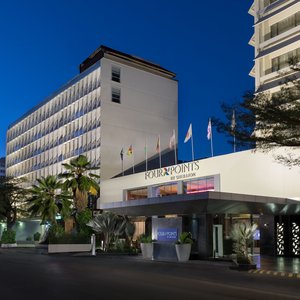 Hotel exterior at night