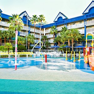 Children's play area on the Lagoon featuring water toys and slides