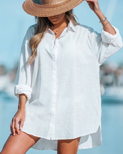 Cupshe white cover up shirt dress