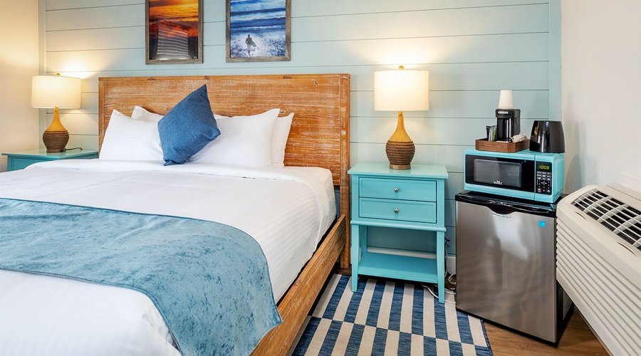 Mini-fridge, microwave in your room at the Surf House Resort on Hampton Beach