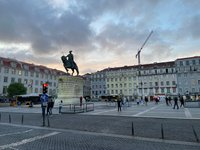 Europe, Portugal, Lisbon, Baixa, Rossio, Figueira Square, Dom Joao I statue  - SuperStock