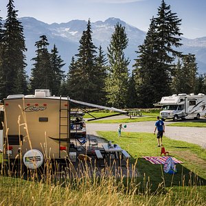 Mountain view from RV sites at Whistler Olympic Park RV & Campground