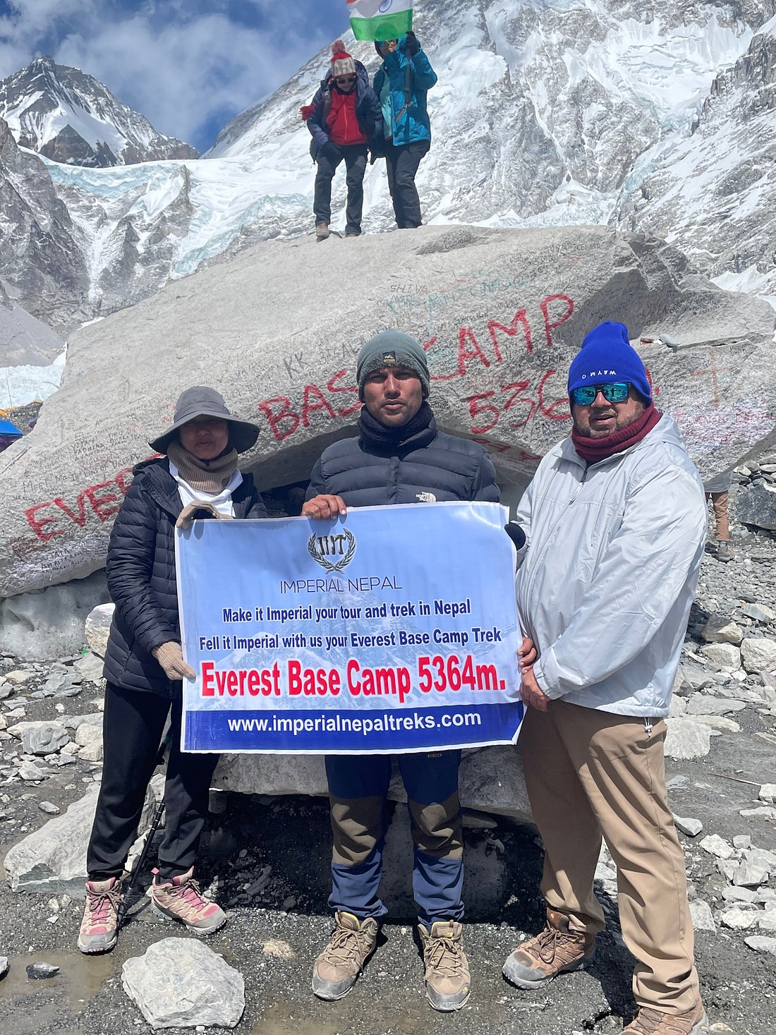 EBC Base camp with our guide Shiva Lamsal