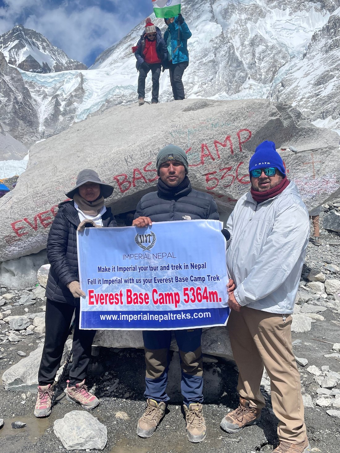 EBC Base camp with our guide Shiva Lamsal