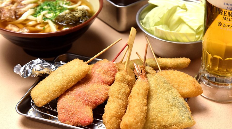 kushikatsu,Beer,udon