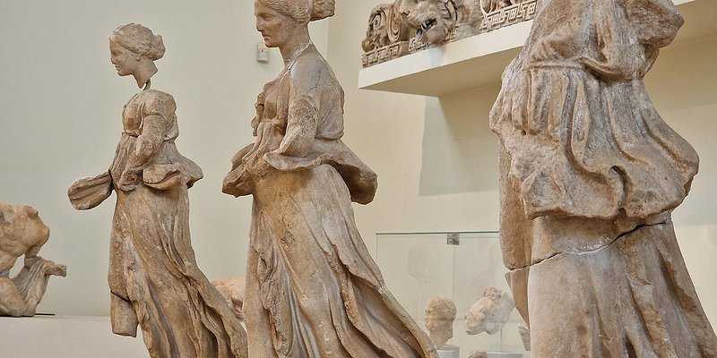 Three female sculptures at the National Archaeological Museum