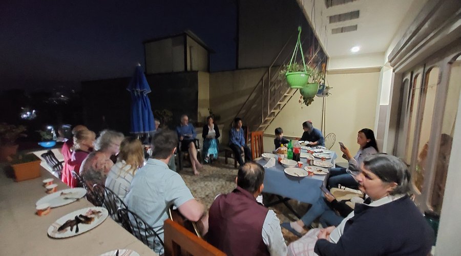Having fellowship with guest from uk