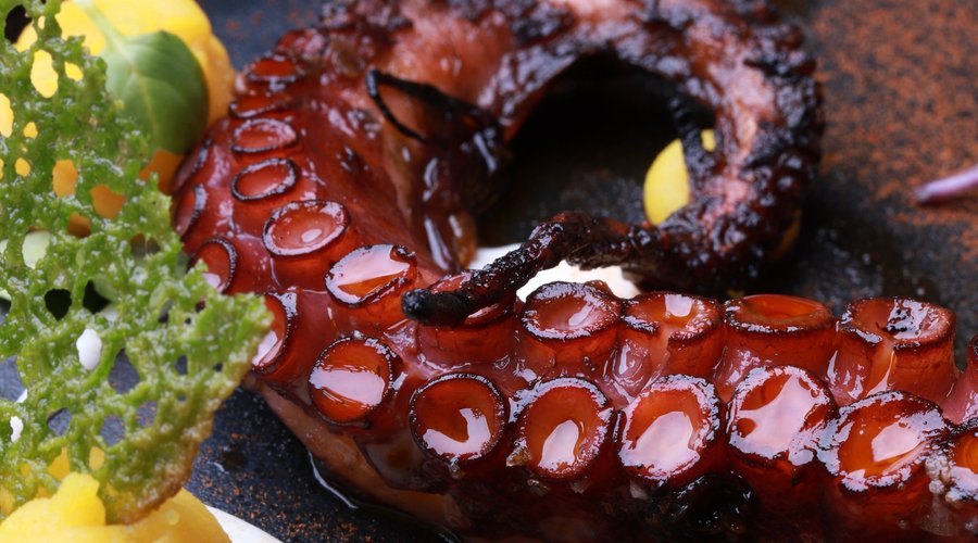 PULPO A LA BRASA patata, kimchi, ajada citrica Y San Simón.