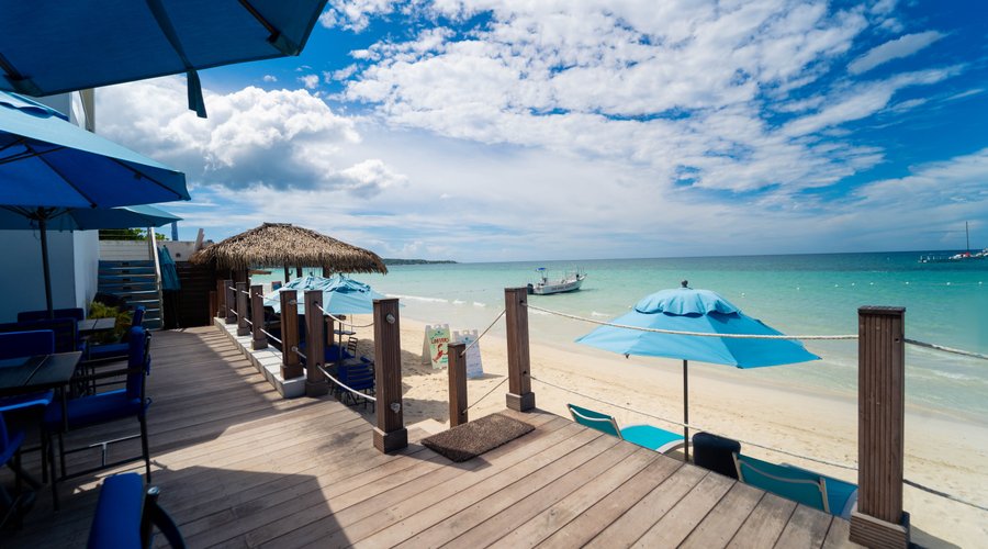 Dining room deck overlooking 7-Mile Beach