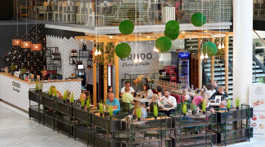 Crudo Resto Pizza & Pasta is cozy place with Italian cuisine, located on the first floor of T1 Mall of Tallinn, 10 minutes walk from the airport. We serve pizzas, pastas, antipasti, salads, soups, risottos, main courses and desserts. A good selection of wines. Kids's menu and a safe zone for kids on the second floor. Big groups of people will find second floor a great option. You can book a table in advance by calling +37258777770. 