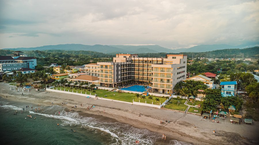 View of hotel from beach
