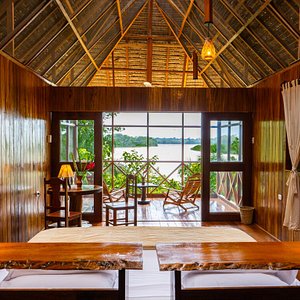 Macaw Bungalow Suite with view of the Tambopata River.