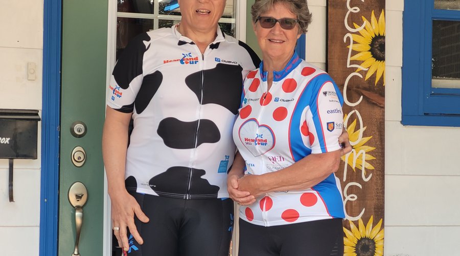 Seventeen years later the founder of Heartland ride for Health and a long time participant on their way to another successful day after one week on the road.