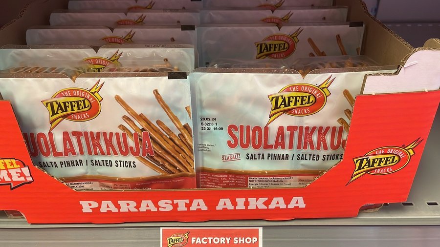 Salt sticks in Taffel factory store