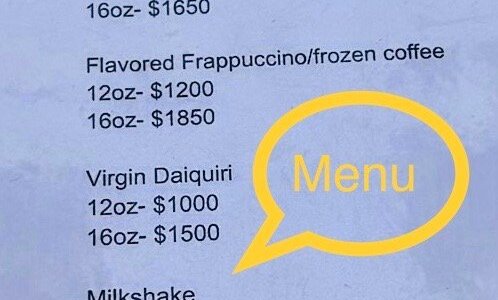 Menu items