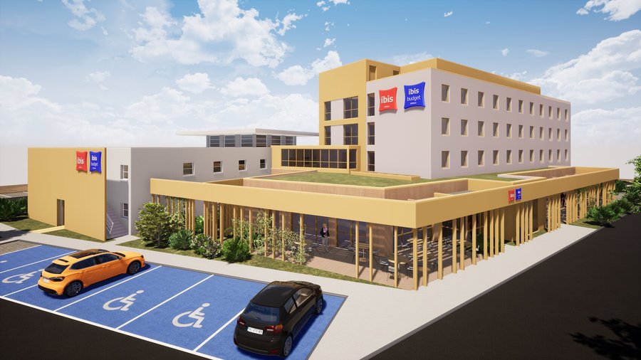 Perspective façade du complexe Ibis - Ibis Budget