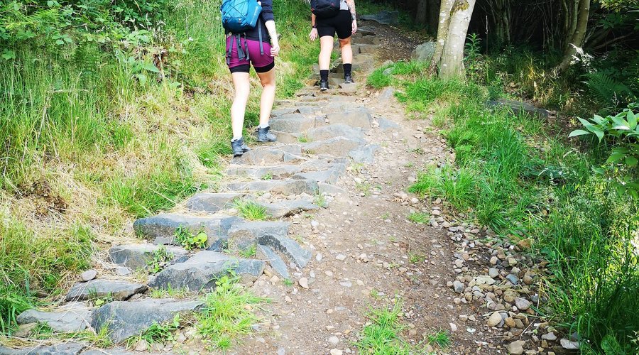 stone steps at the start of the climb