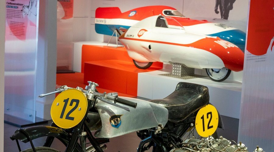 INNOVATION. WAGEMUT. TRANSFORMATION - 150 JAHRE NSU 
Sonderausstellung an zwei Standorten. Insg. 160 NSU-Expinate in Neckarsulm bis 05.05.2024 
