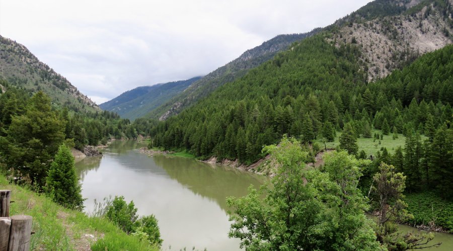Looking down into the Snake River Canyon just outside of Alpine, WY
